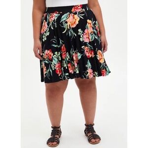 🆕 Black Floral Jersey Circle Mini Skirt 3 3X 22 24 NWT Torrid New!